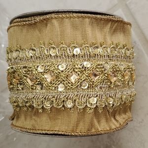 💛💫 FRONTGATE ROYAL JEWELED GOLD FAUX SILK RIBBON GARLAND 💫💛